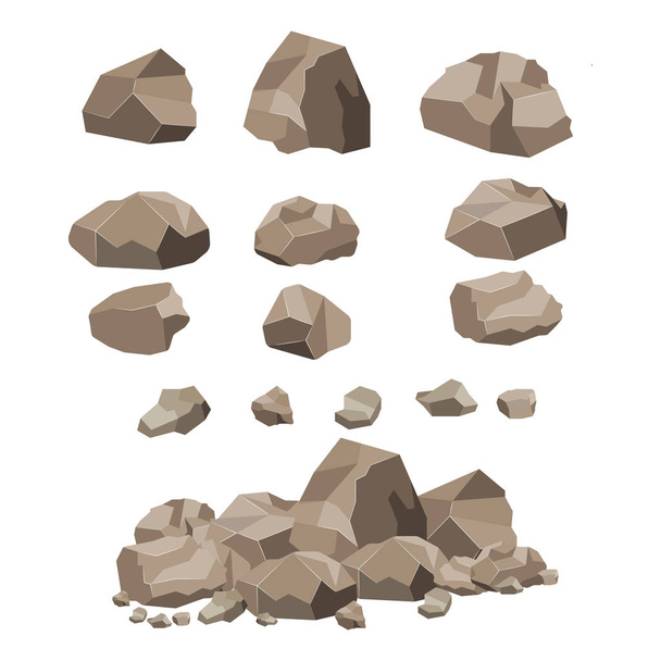 Rock stone big set cartoon. - Vector, Image