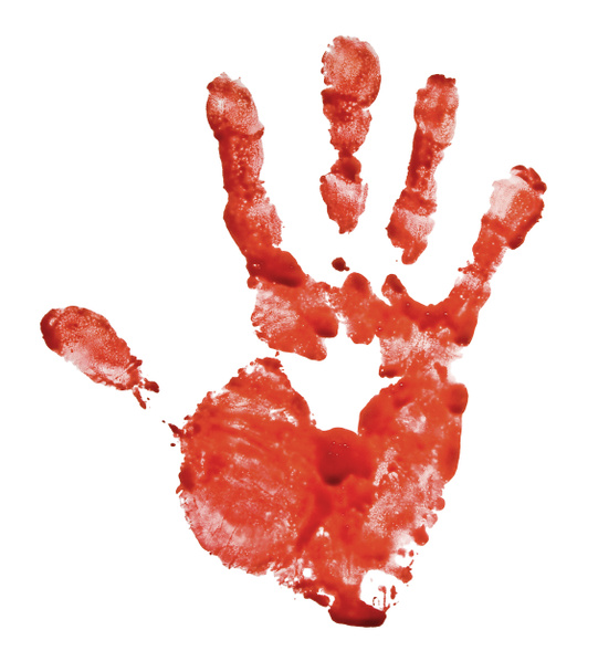 Sangrienta huella de mano
 - Foto, imagen