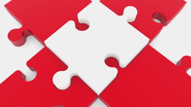 Puzzle piece in white on red color - Footage, Video