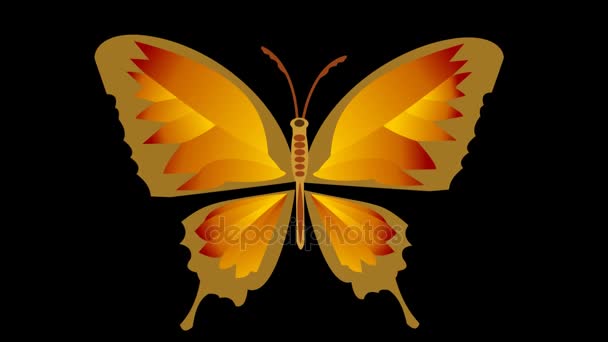 animierter gelber Schmetterling mit alpha matt - Filmmaterial, Video