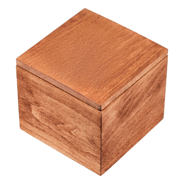 Dar drewniane pudełko białe tło - Zdjęcie, obraz