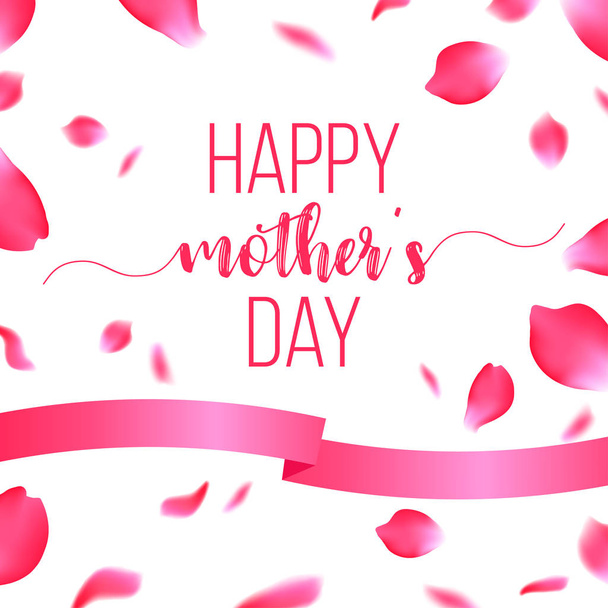 Happy Mothers Day card with rose petals - Vektör, Görsel