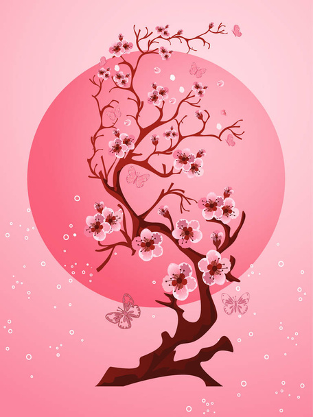 Fondo de flor de cerezo. Hermosa escena de la naturaleza primavera
 - Vector, Imagen