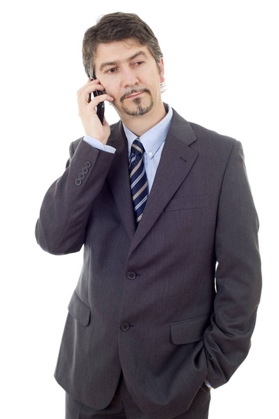 Jovem homem de negócios ao telefone, isolado
 - Foto, Imagem