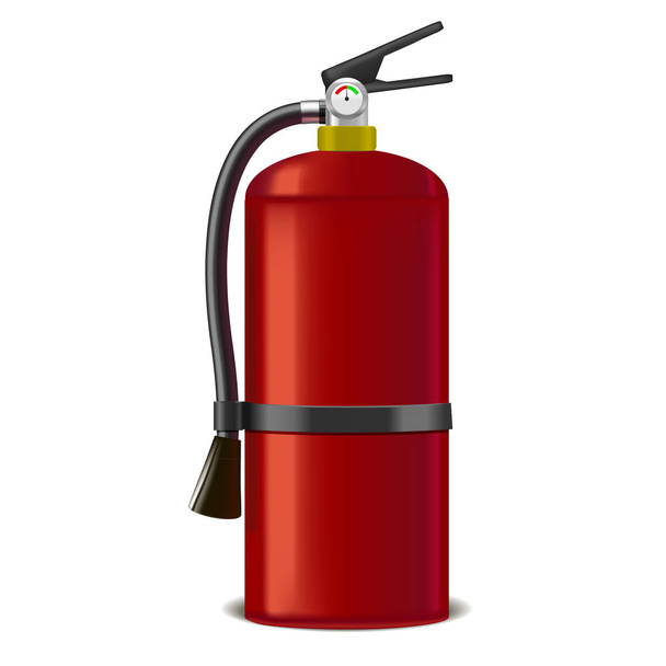 realistische detaillierte rote Feuerlöscher oder Feuerlöscher. Vektor - Vektor, Bild