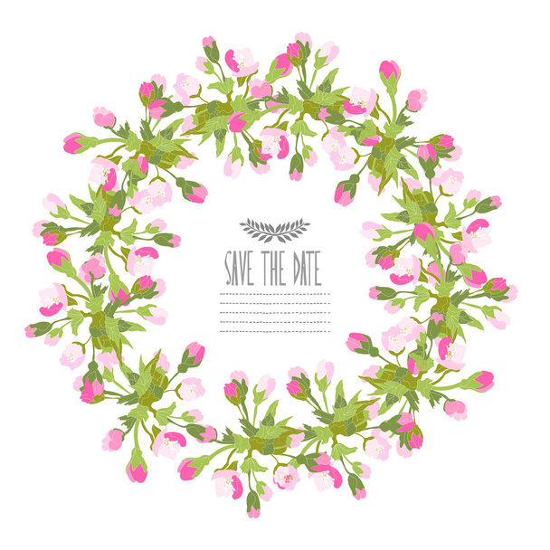 cherry blossom floral wreath - Vector, afbeelding
