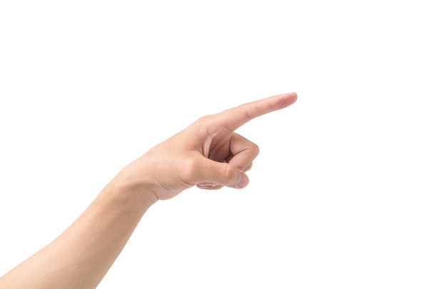 Man hand pointing isolated on white background - Foto, afbeelding