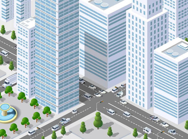 İzometrik 3d çizim şehir - Vektör, Görsel