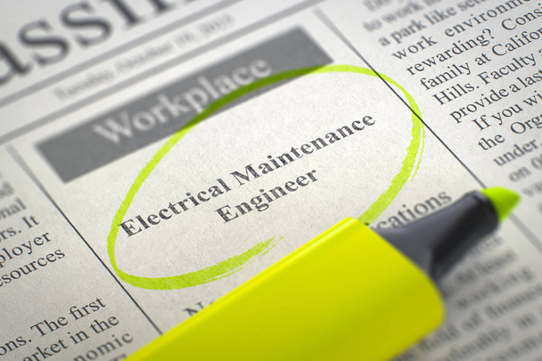 Now Hiring Electrical Maintenance Engineer. 3d. - Photo, Image