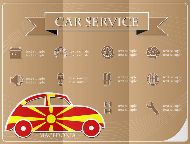 Service de voiture, fabriqué à partir du drapeau de Macédoine, illustration vectorielle
 - Vecteur, image