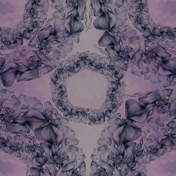 Flores. Fondo de pantalla abstracto con motivos florales. Patrón sin costuras. Fondos de pantalla
.  - Foto, imagen