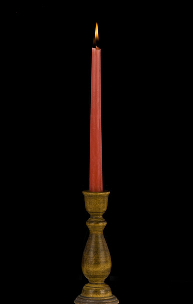 Christmas candle burning in the dark - Photo, image