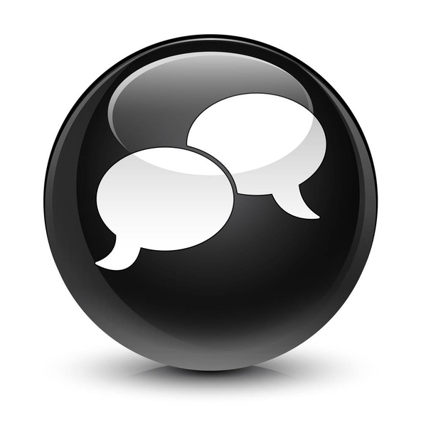 Συνομιλία φούσκα υαλώδη μαύρο στρογγυλό κουμπί εικονίδιο - Φωτογραφία, εικόνα