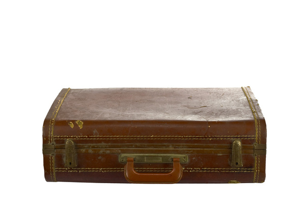 Vintage suit case isolated on white - 写真・画像