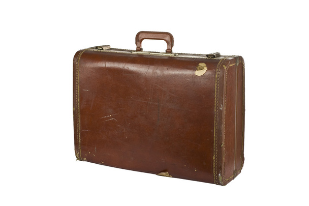 Vintage suit case isolated on white - Foto, imagen