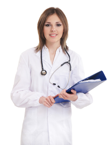 Young attractive doctor isolated over white background - Φωτογραφία, εικόνα