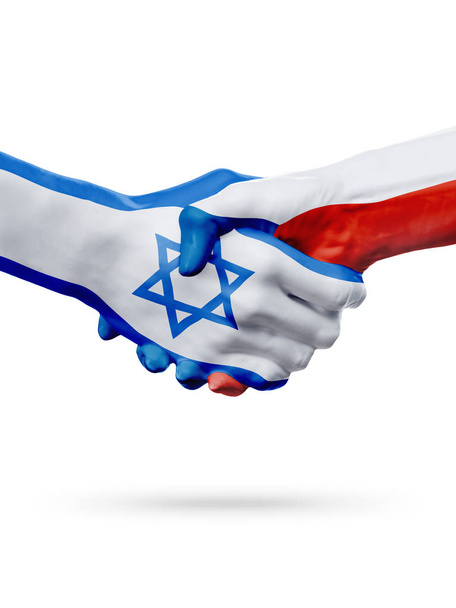 Flags Israel, Czech Republic countries, partnership friendship handshake concept. - 写真・画像