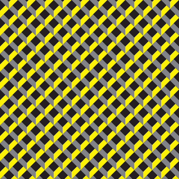 nahtloses 3D-Rastermuster in gelb, grau und schwarz. - Vektor, Bild