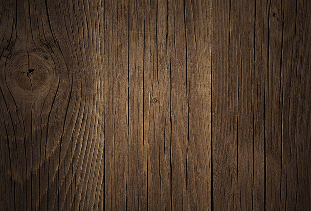 Old grunge dark oak brown wood  background - Foto, afbeelding