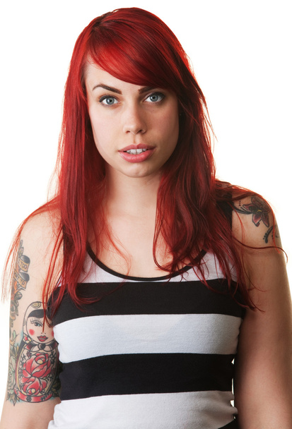Serious Lady with Tattoo Staring - Фото, зображення