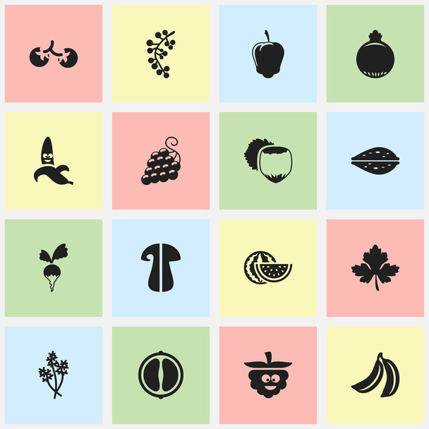 Set Of 16 Editable Kitchenware Icons. Includes Symbols Such As Jungle Fruit, Cherry, Comic Blackberry And More. Can Be Used For Web, Mobile, UI And Infographic Design. - Vector, Image