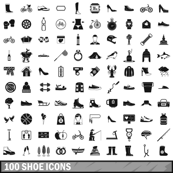 100 shoe icons set, simple style - Vector, Image