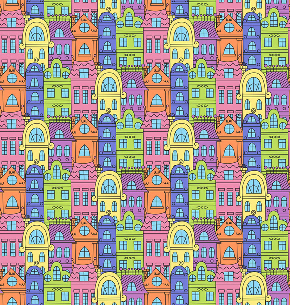 Kleurrijke huizen patroon - Vector, afbeelding