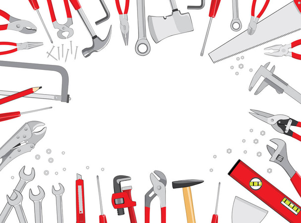 Working tools on white background - Vector, Image