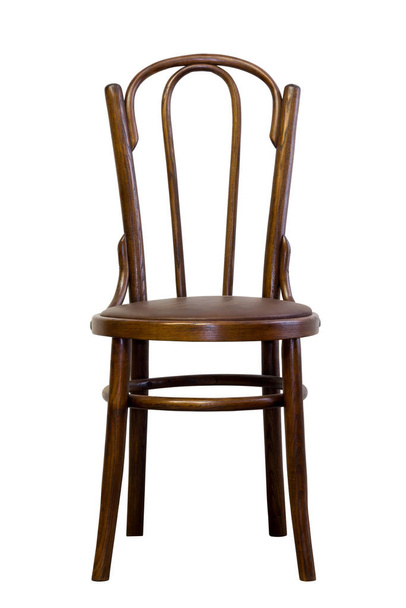 Кресло из коричневого дерева, изолированное на белом фоне
 - Фото, изображение