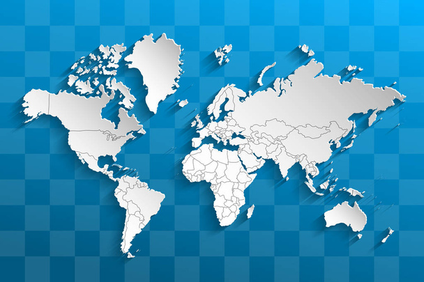 Politická mapa světa. Šedé mapy světových zemí. Ilustrace - Fotografie, Obrázek