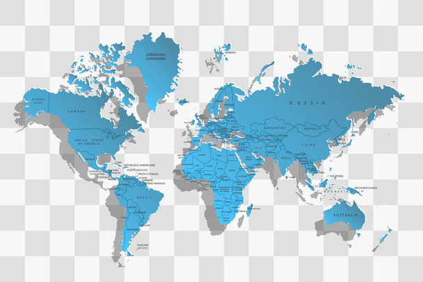 A világ politikai térképe. A világ kék térképe. Illusztráció - Fotó, kép