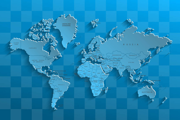 Political map of the world. Blue map of the world. Illustration - Photo, Image