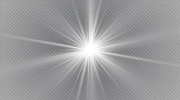 Stern auf transparentem Hintergrund, Lichteffekt, Vektorillustration. Funkenflug. - Vektor, Bild