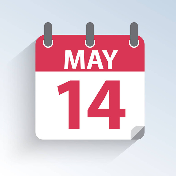 Vektorové ilustrace kalendáře 14. května den matek v Usa. Prázdninový den ikona na světlé pozadí - Vektor, obrázek