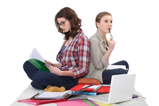 Female students cramming for exam - Фото, зображення