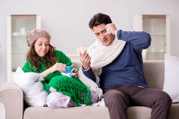 Sick wife and husband at home - Photo, Image