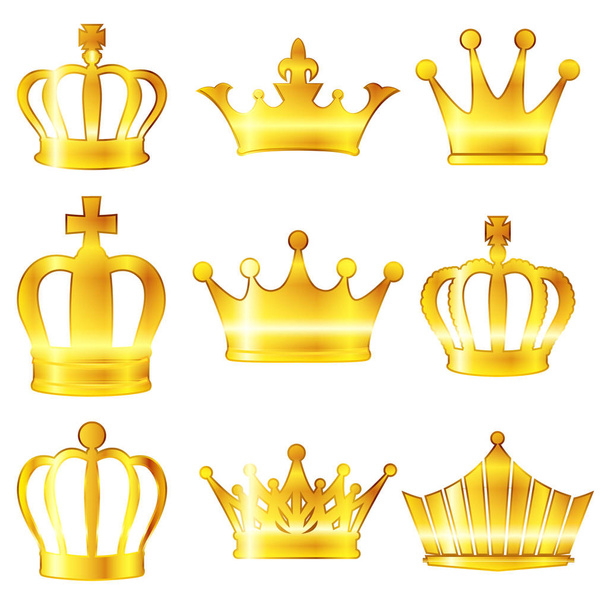 Crown gold metal icon - Vetor, Imagem