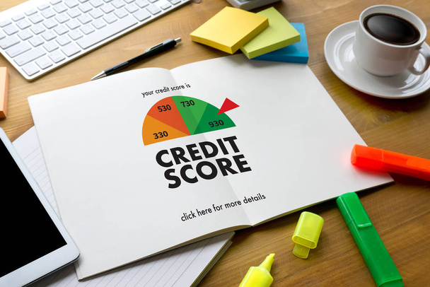 CREDIT SCORE (Businessman Checking Credit Score Online and Finan - Fotó, kép