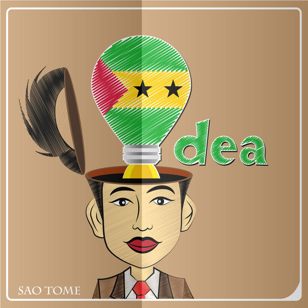 Lampadina Idea, realizzata con la bandiera di Sao Tome in testa umana, vettore
  - Vettoriali, immagini