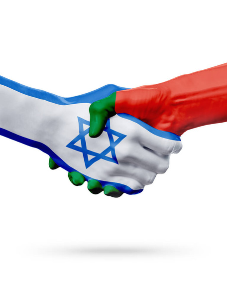 Flags Israel, Portugal countries, partnership friendship handshake concept. - Foto, afbeelding