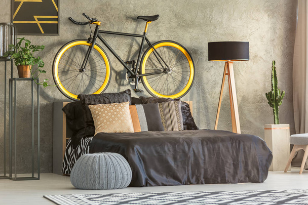 Bicycle hanging above the bed - 写真・画像