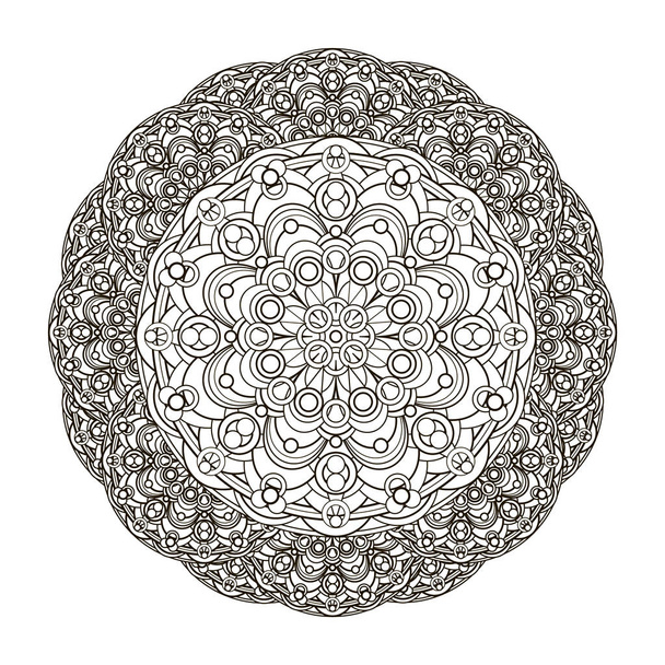  monochroom Mandala. etnische, religieuze ontwerpelement - Vector, afbeelding