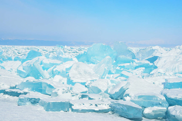 Russia, Baikal lake, ice hummocks - Fotó, kép