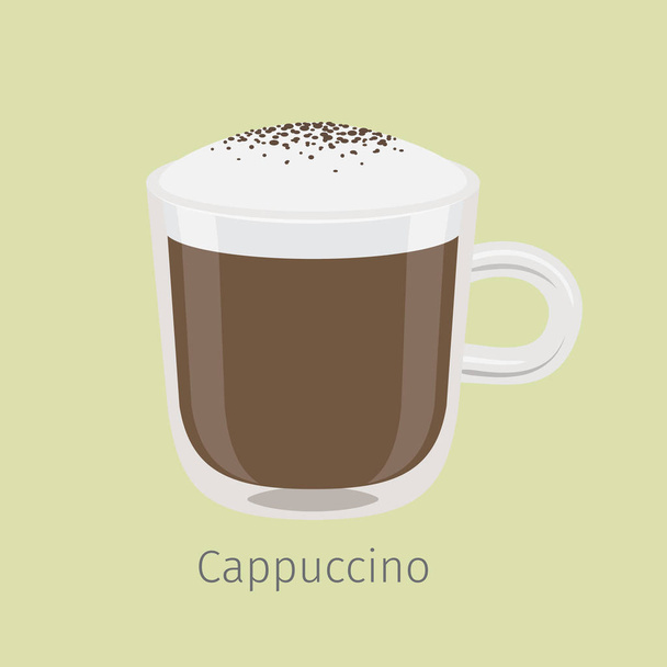 Glass Mug of Cappuccino with Creamy Foam Vector - Vector, Image