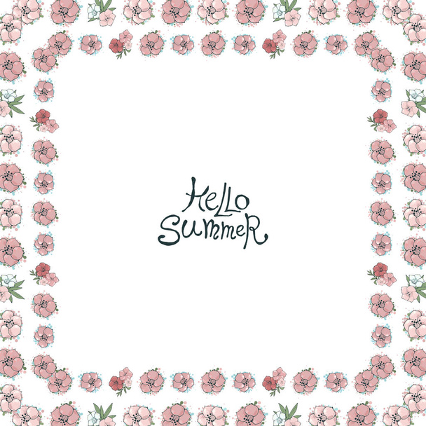 Square floral frame - Vector, afbeelding