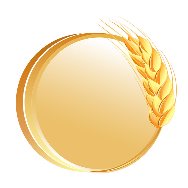 Button with wheat ears icon - ベクター画像
