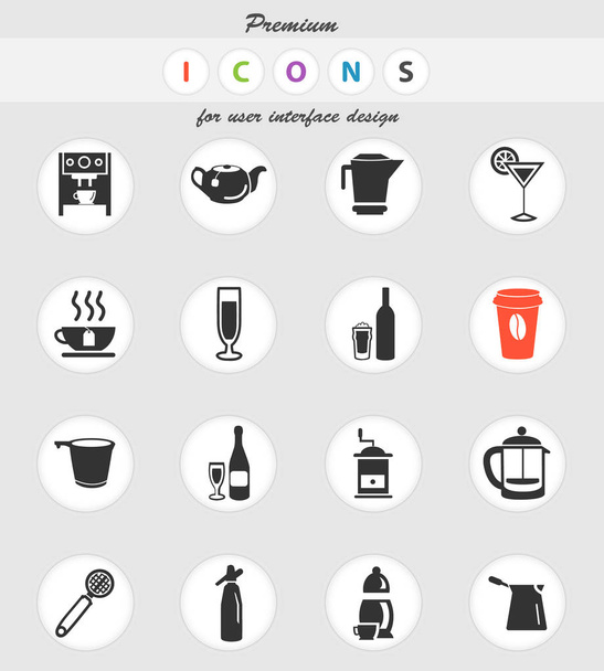 Utensilien für Getränke Icon Set - Vektor, Bild