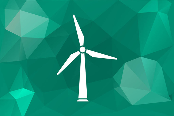 Wind turbine on the low poly background - Vector, Image