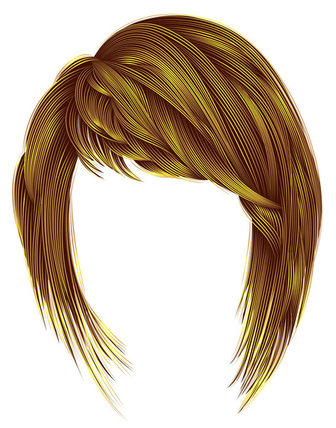 модні жіночі волосся яскраво-жовтого кольору. Каре з чубчиком. випущений
 - Вектор, зображення