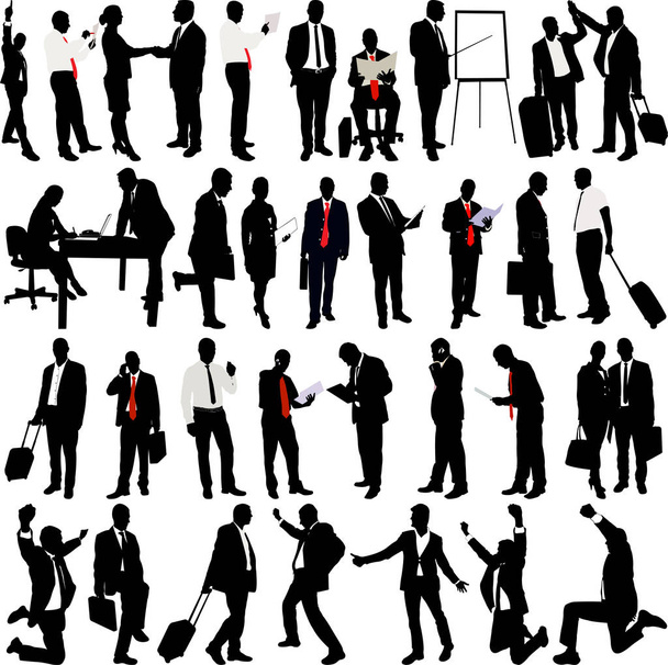 Business mensen silhouet collectie - vector - Vector, afbeelding